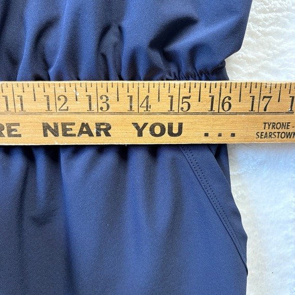 T by Talbots Dress Women Medium Navy Blue Sleeveless Drawstring Waist w/ Pockets - Picture 4 of 9